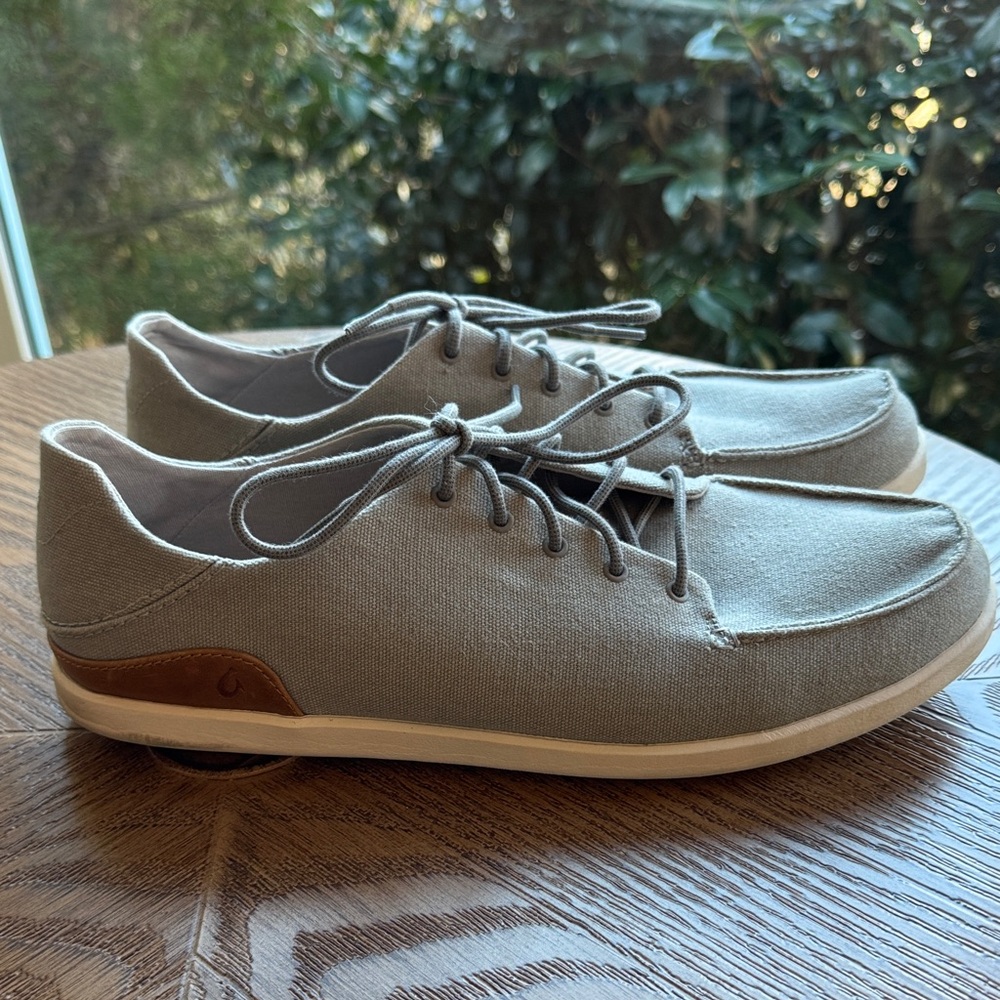 OluKai Gray Canvas Men's Loafers - Picture 3 of 6